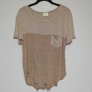 H. I. P. Brown/ Cream Striped Short Sleeve Shirt